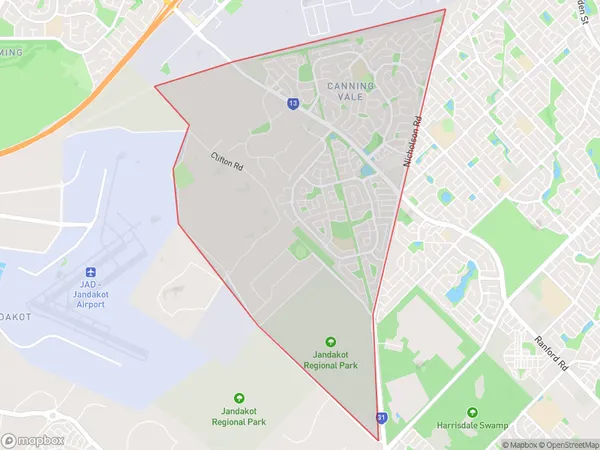 Canning Vale West, Western Australia Polygon Area Map