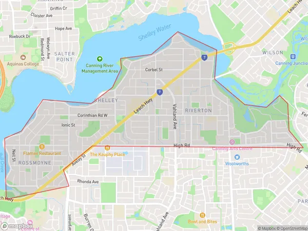 AU PostCode 6148 Suburbs Map for Riverton - Shelley - Rossmoyne