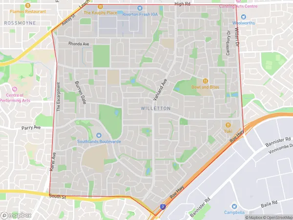 Postal Code 6155 Regions Map for Willetton