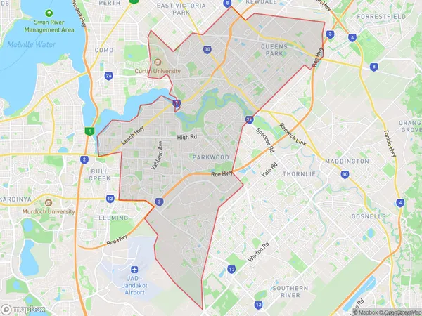 Canning, Western Australia Polygon Area Map