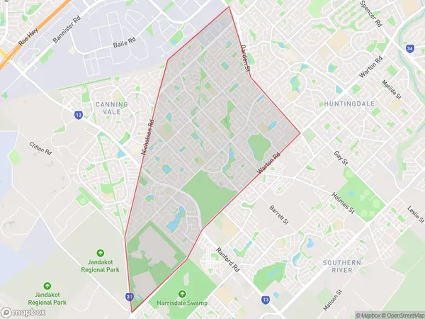 ZipCode 6155 Areas Map for Canning Vale - East