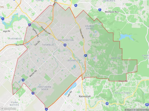 Gosnells, Western Australia Polygon Area Map