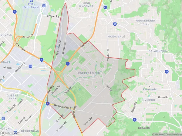 Postal Code 6107 Regions Map for Forrestfield - Wattle Grove