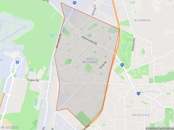 ZipCode 6057 Areas Map for High Wycombe