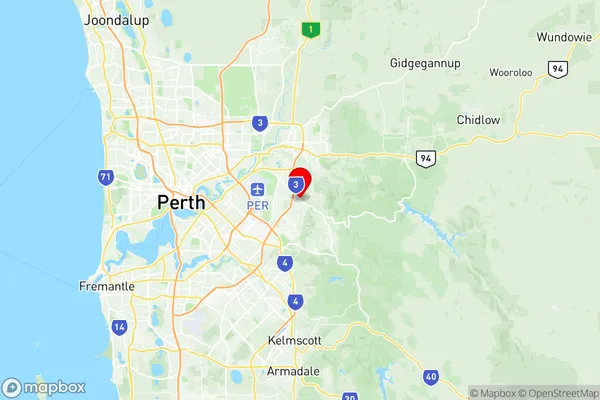 Kalamunda Maida Vale Gooseberry Hill, Western Australia Region Map