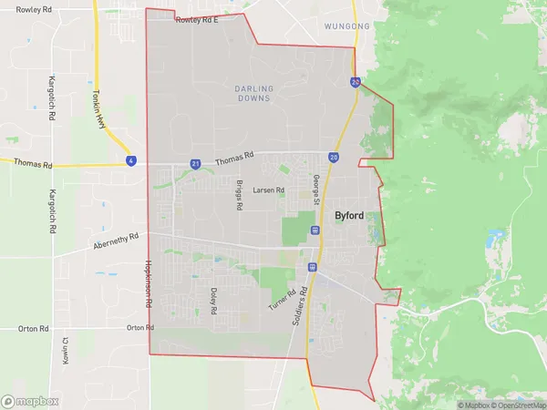 ZipCode 6122 Areas Map for Byford