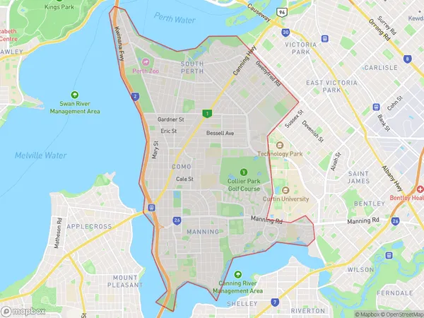 South Perth, Western Australia Polygon Area Map