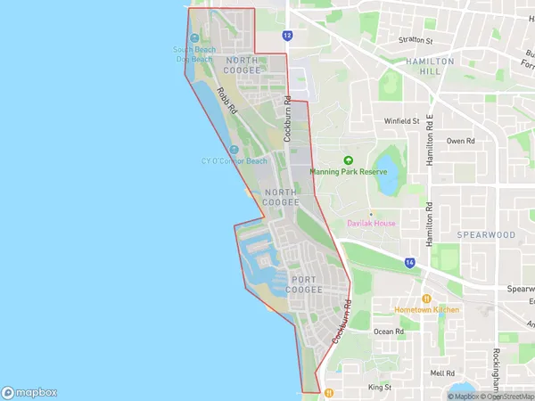 North Coogee, Western Australia Polygon Area Map