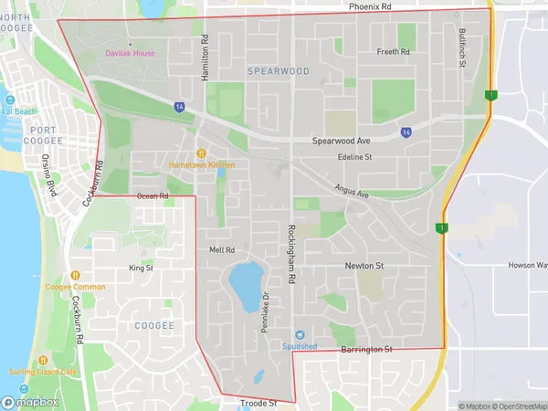 Spearwood, Western Australia Polygon Area Map