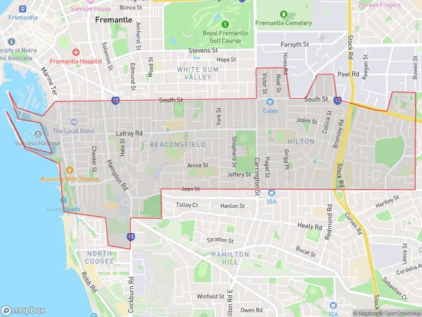 ZipCode 6162 Areas Map for Fremantle - South