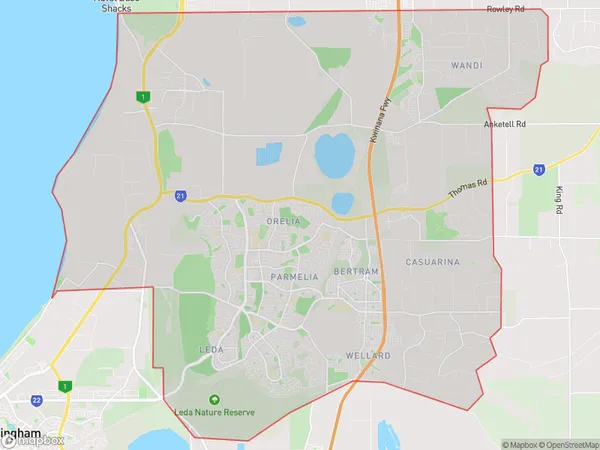 Kwinana, Western Australia Polygon Area Map