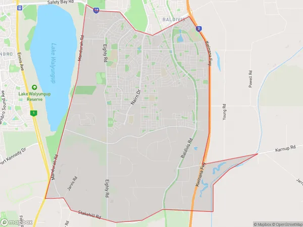 Baldivis South, Western Australia Polygon Area Map