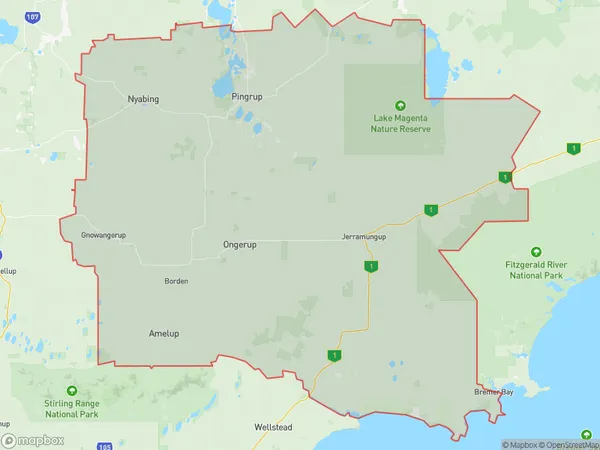 Gnowangerup, Western Australia Polygon Area Map