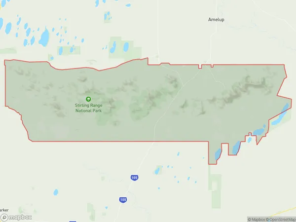 AU PostCode 6338 Suburbs Map for Stirling Range National Park