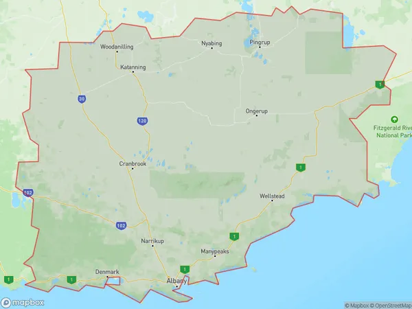 Albany, Western Australia Polygon Area Map