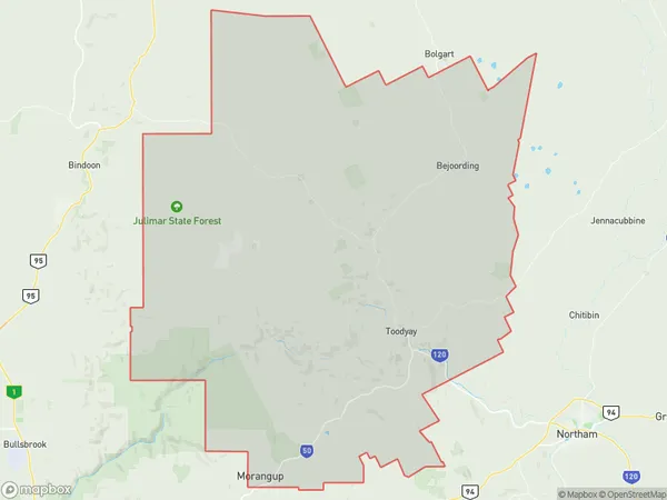 ZipCode 6566 Areas Map for Toodyay