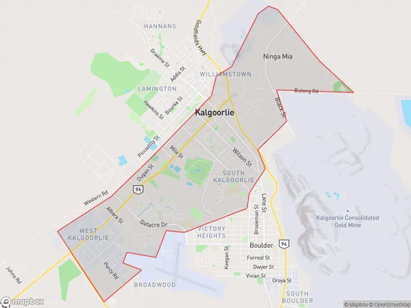 Postal Code 6430 Regions Map for Kalgoorlie