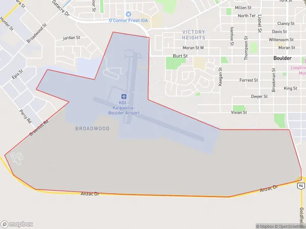 Kalgoorlie Airport, Western Australia Polygon Area Map