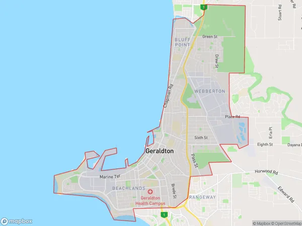 Geraldton, Western Australia Polygon Area Map