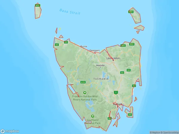 Tasmania, Tasmania Polygon Area Map