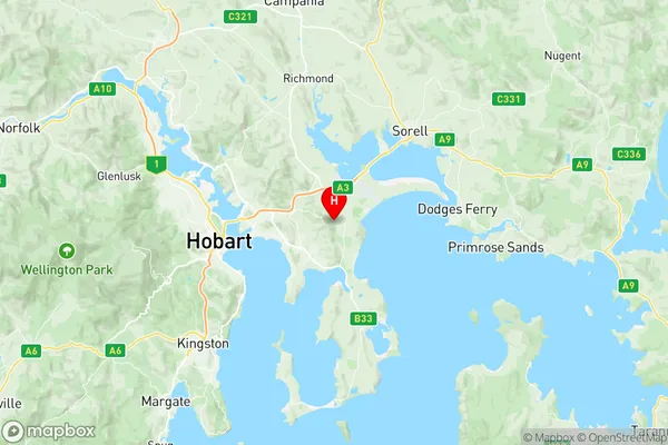 Cambridge, Tasmania Region Map