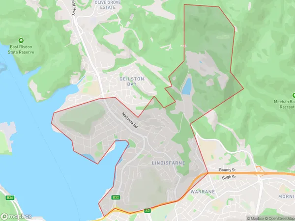 ZipCode 7015 Areas Map for Lindisfarne - Rose Bay