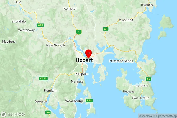 Hobart North East, Tasmania Region Map