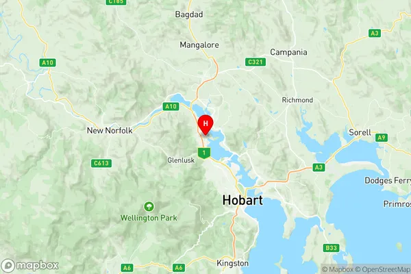 Claremont (Tas.), Tasmania Region Map