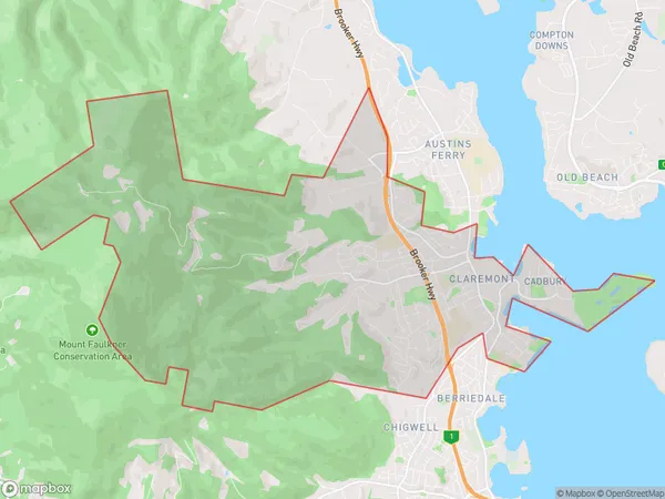 Claremont (Tas.), Tasmania Polygon Area Map