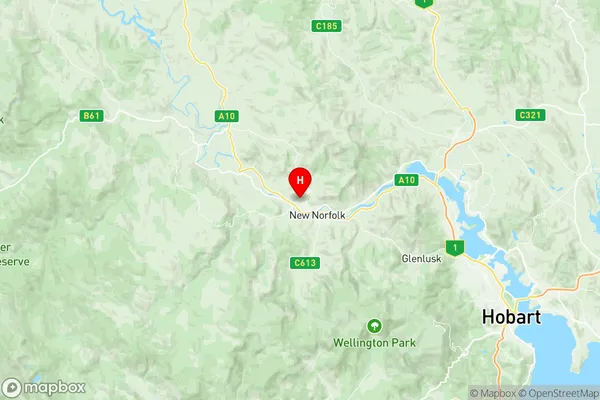 New Norfolk, Tasmania Region Map