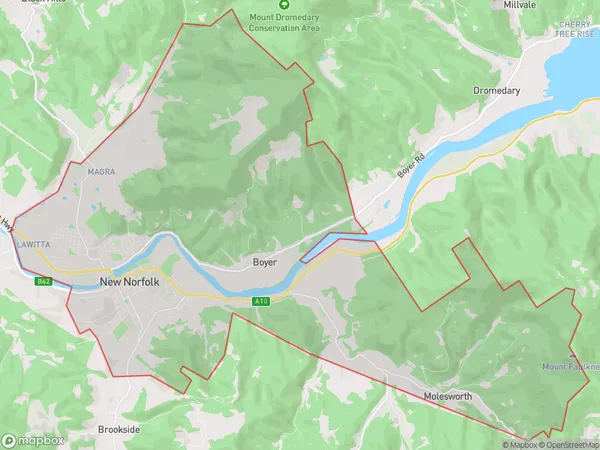 New Norfolk, Tasmania Polygon Area Map