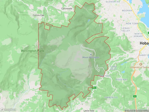 Mount Wellington, Tasmania Polygon Area Map