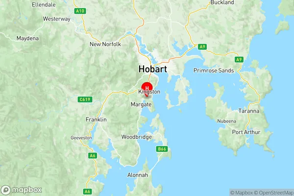 Hobart South and West, Tasmania Region Map