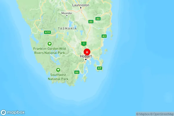 Hobart, Tasmania Region Map