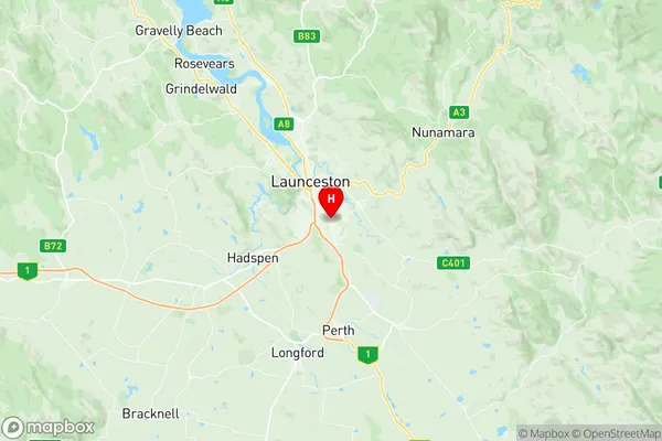 Kings Meadows Punchbowl, Tasmania Region Map