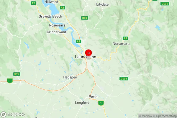 Launceston, Tasmania Region Map