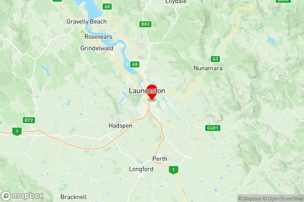 South Launceston, Tasmania Region Map