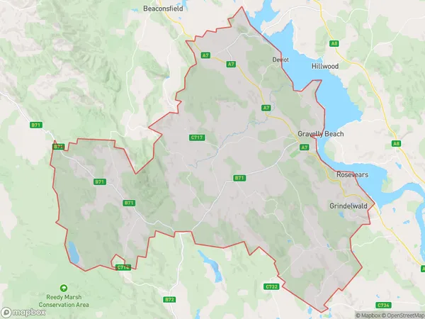 Grindelwald Lanena, Tasmania Polygon Area Map