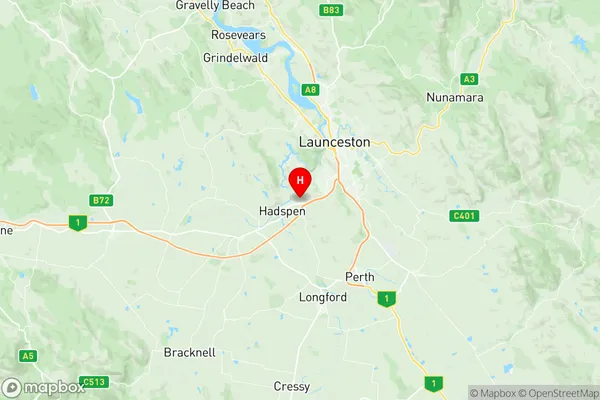 Hadspen Carrick, Tasmania Region Map