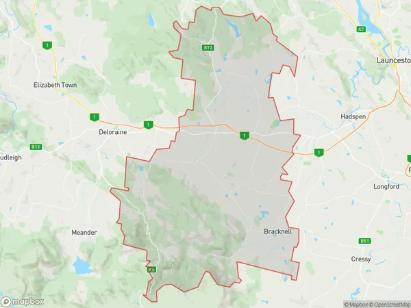 AU PostCode 7302 Suburbs Map for Westbury