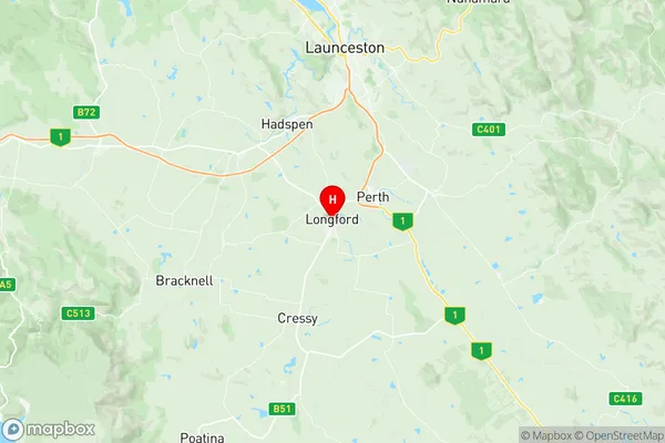 Longford, Tasmania Region Map