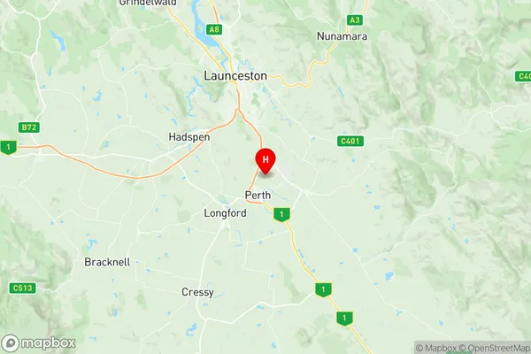 Perth Evandale, Tasmania Region Map