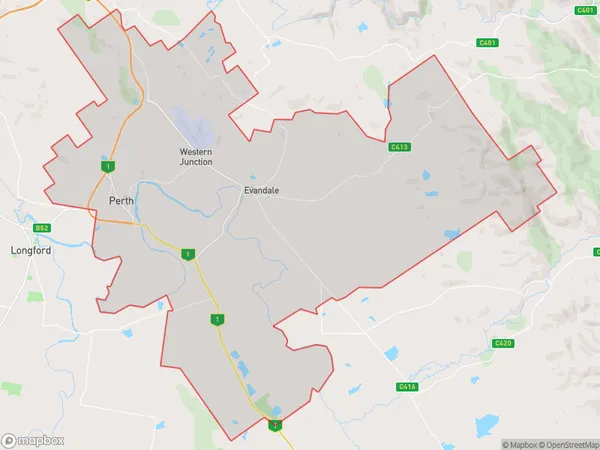 Perth Evandale, Tasmania Polygon Area Map