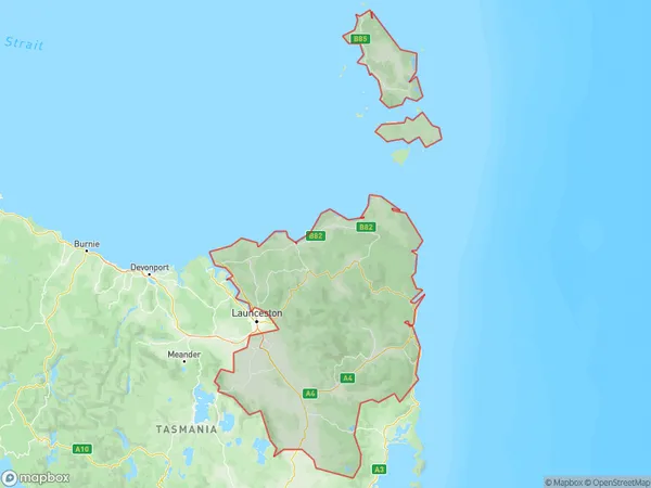 North East, Tasmania Polygon Area Map