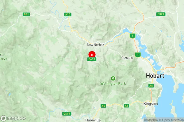 Derwent Valley, Tasmania Region Map
