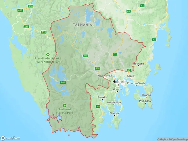 Central Highlands (Tas.), Tasmania Polygon Area Map