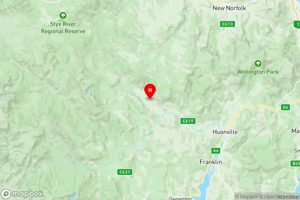 Huonville Franklin, Tasmania Region Map