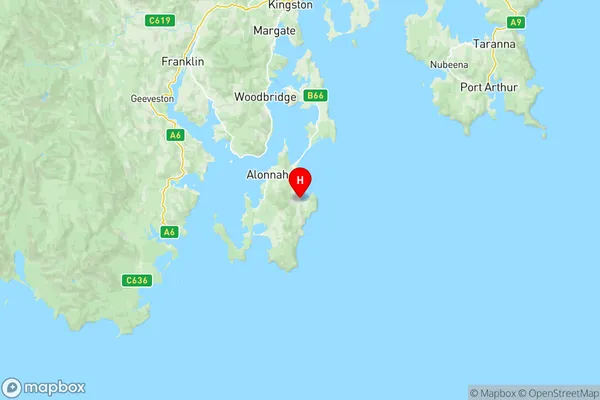 Huon Bruny Island, Tasmania Region Map