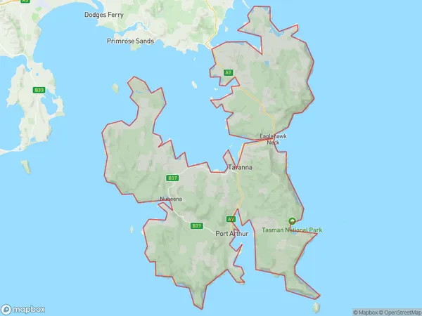 Forestier Tasman, Tasmania Polygon Area Map