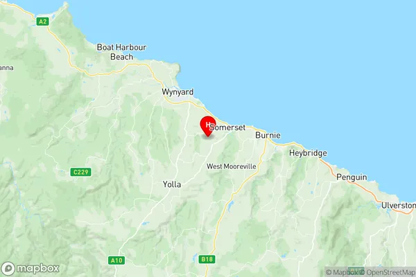 Somerset, Tasmania Region Map